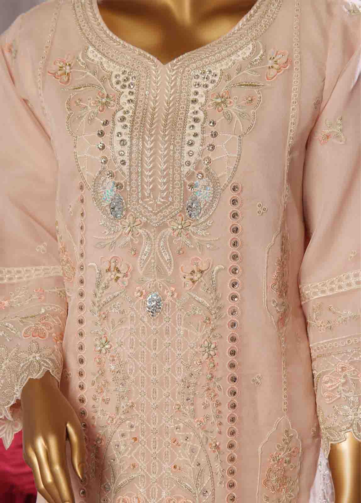 Bin Saeed Fabric - RTS-016- 3 Piece Embroidered Organza