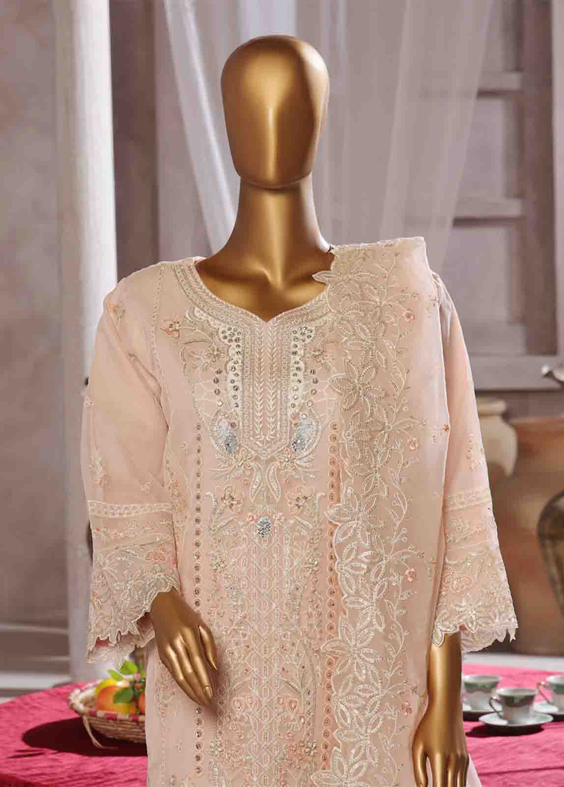 Bin Saeed Fabric - RTS-016- 3 Piece Embroidered Organza