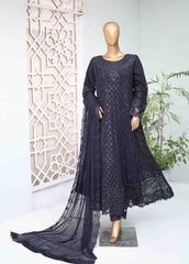 RTSC-001 B- 3 Piece Embroidered Chiffon Frock