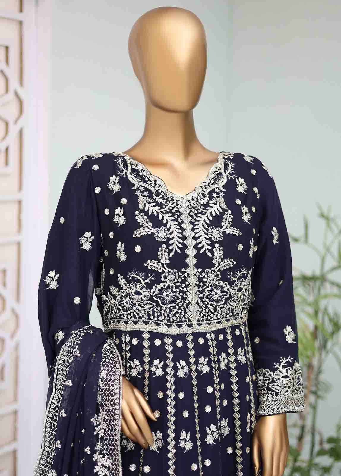Bin Saeed Fabric - RTSC-001 A- 3 Piece Embroidered Chiffon Frock