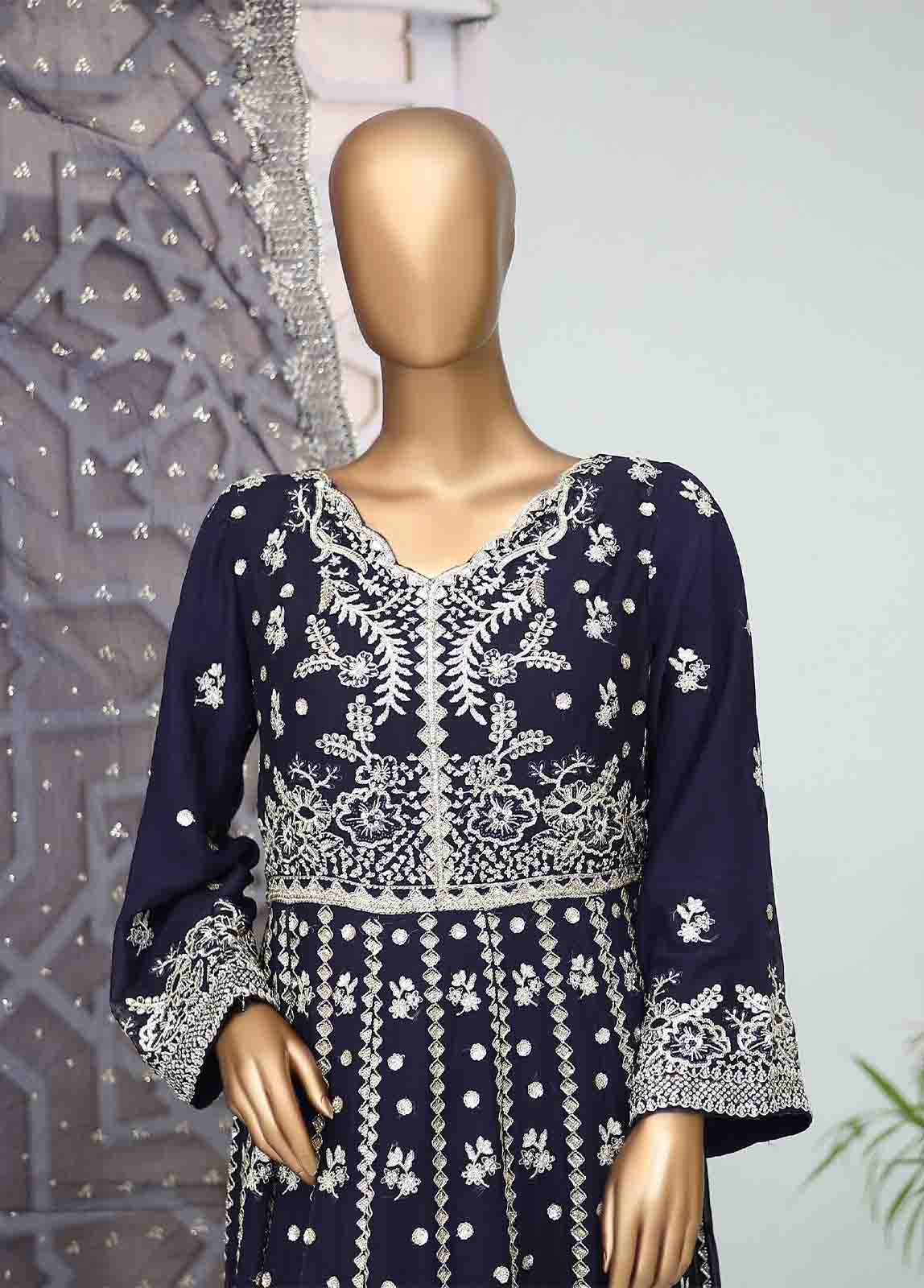 Bin Saeed Fabric - RTSC-001 A- 3 Piece Embroidered Chiffon Frock