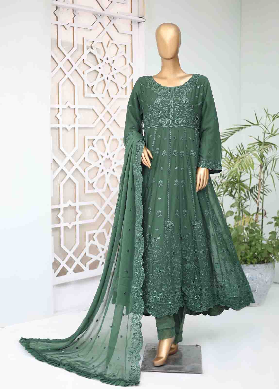 Bin Saeed Fabric - RTSC-002 - 3 Piece Embroidered Chiffon Frock