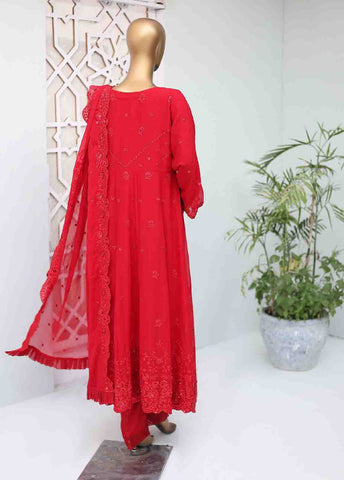 Bin Saeed Fabric - RTSC-002 B- 3 Piece Embroidered Chiffon Frock