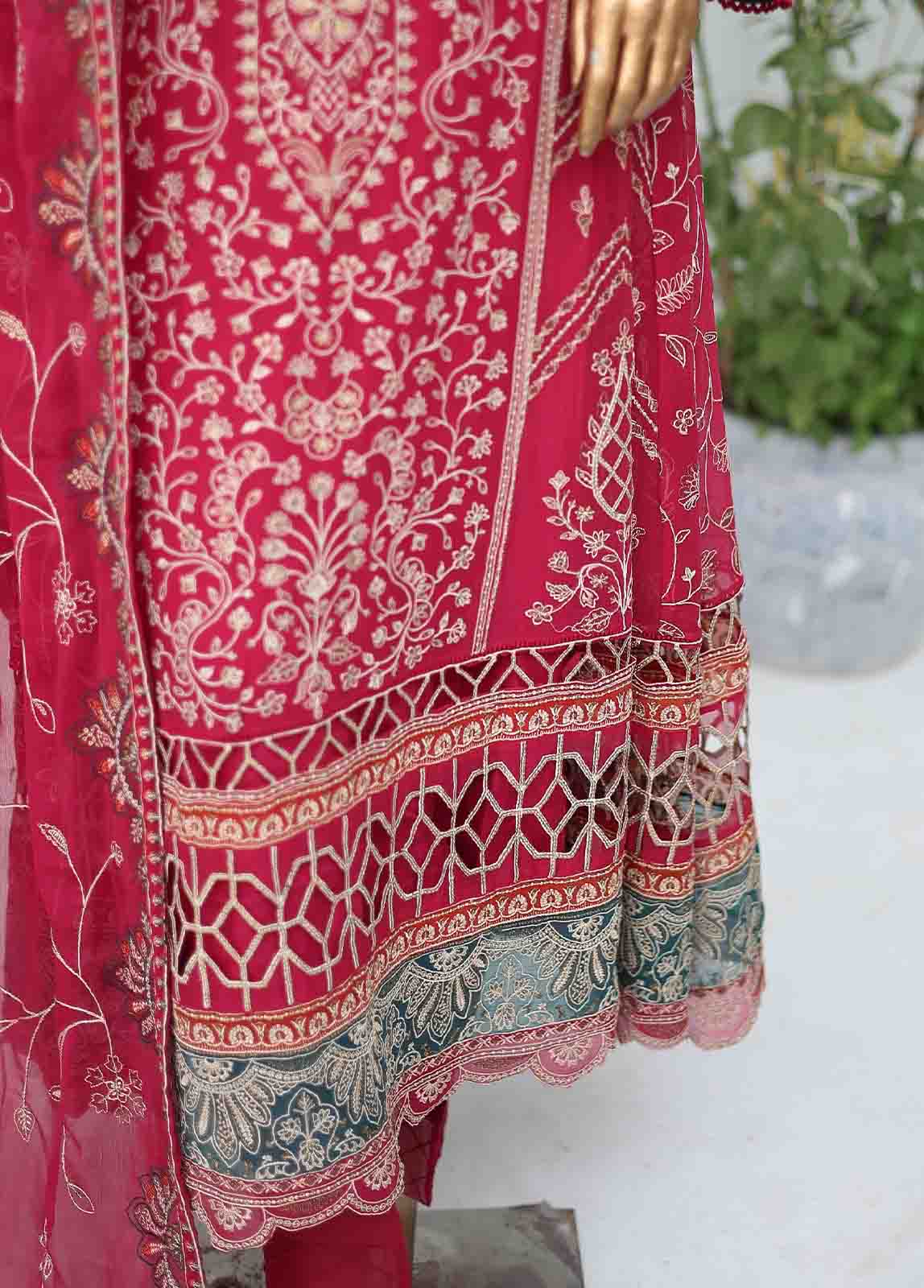 Bin Saeed Fabric - RTSC-003- 3 Piece Embroidered Chiffon Frock