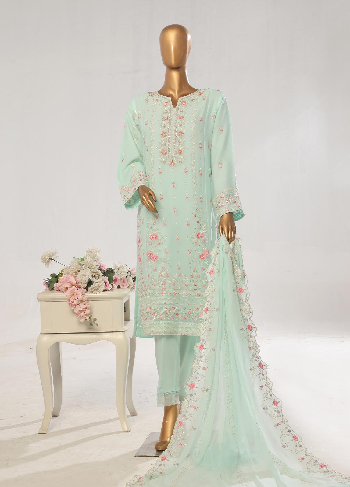 Bin Saeed Fabric - RTSC-005 S- 3 Piece Chiffon Stitched Suit
