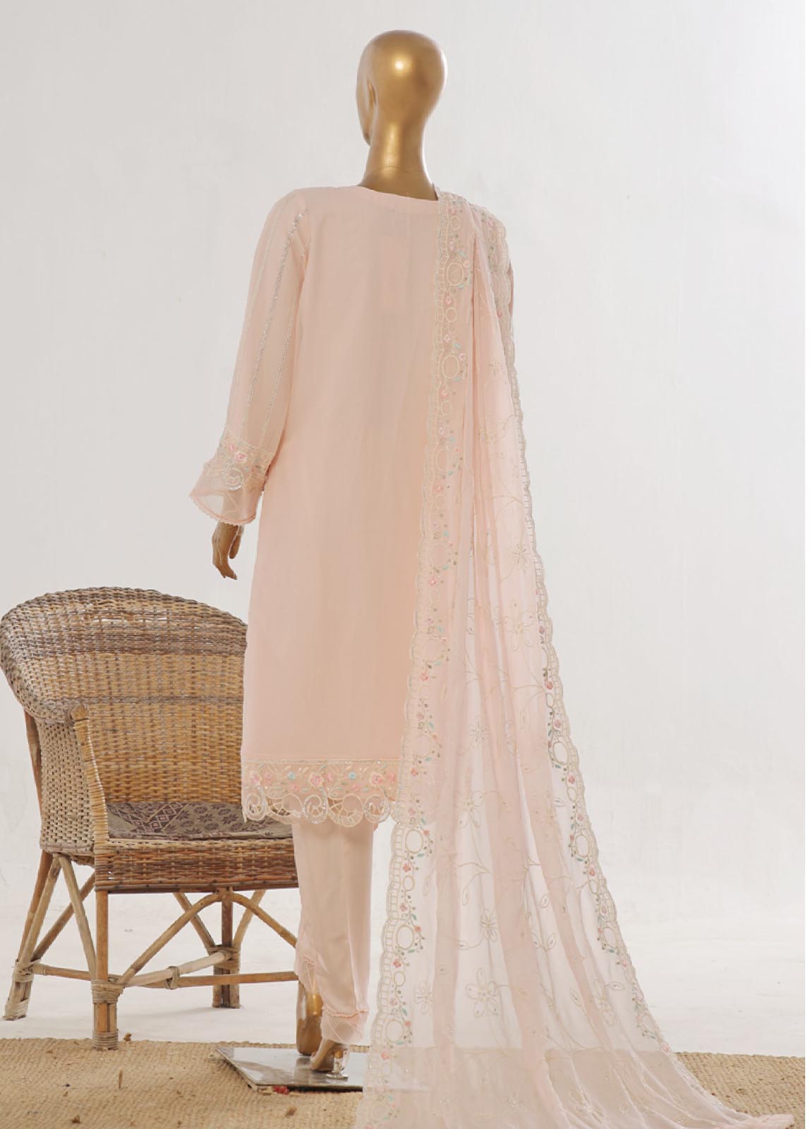 Bin Saeed Fabric - RTSC-006 H- 3 Piece Chiffon Stitched Suit