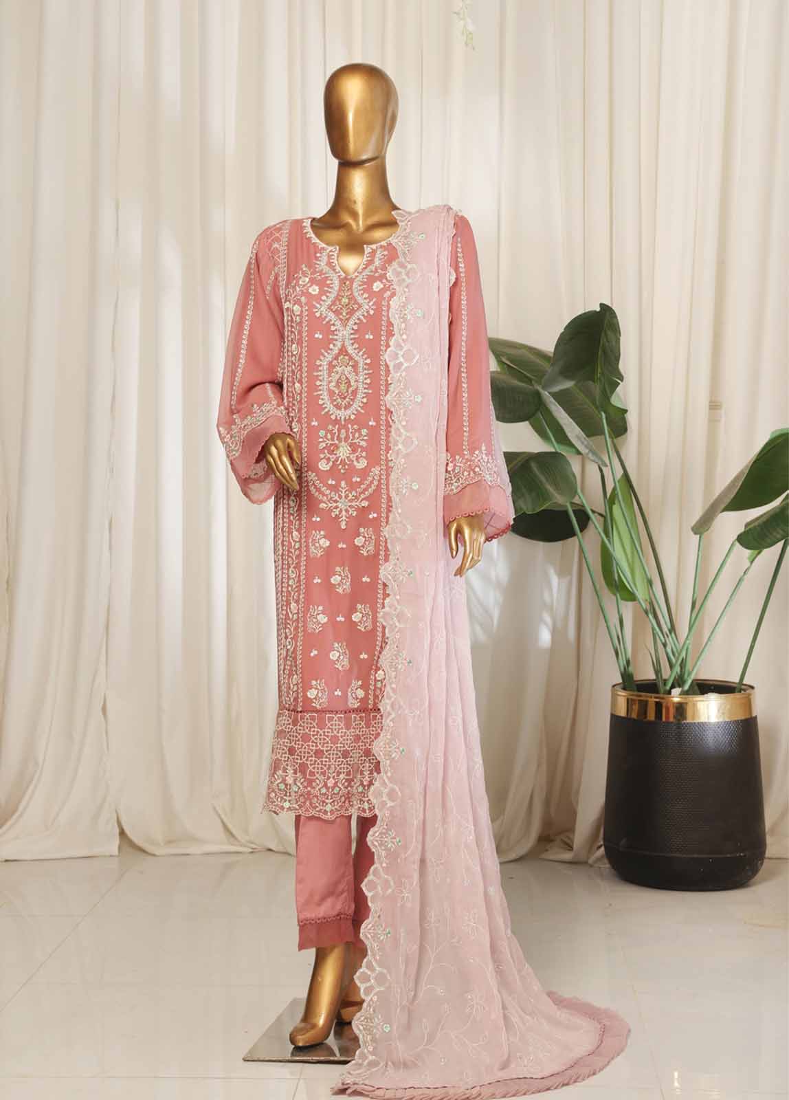 Bin Saeed Fabric - RTSC-007- 3 Piece Chiffon Stitched Suit