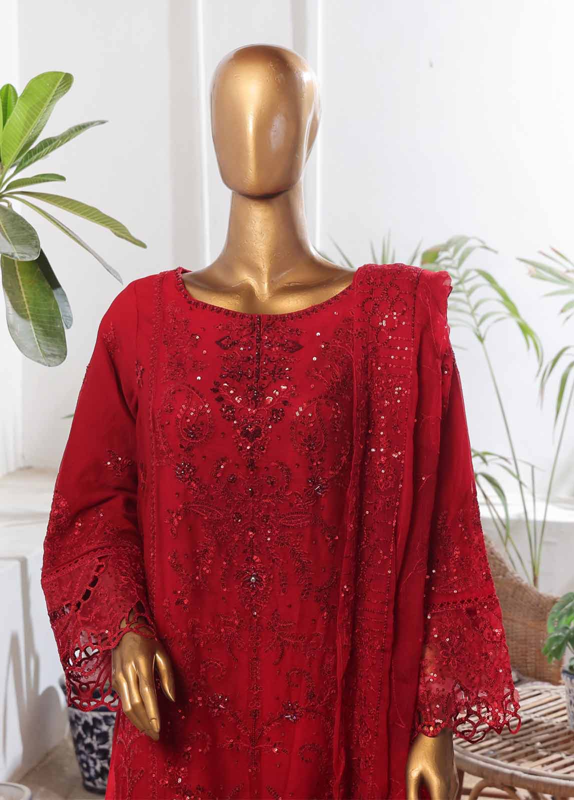 Bin Saeed Fabric - RTSC-008- 3 Piece Chiffon Stitched Suit