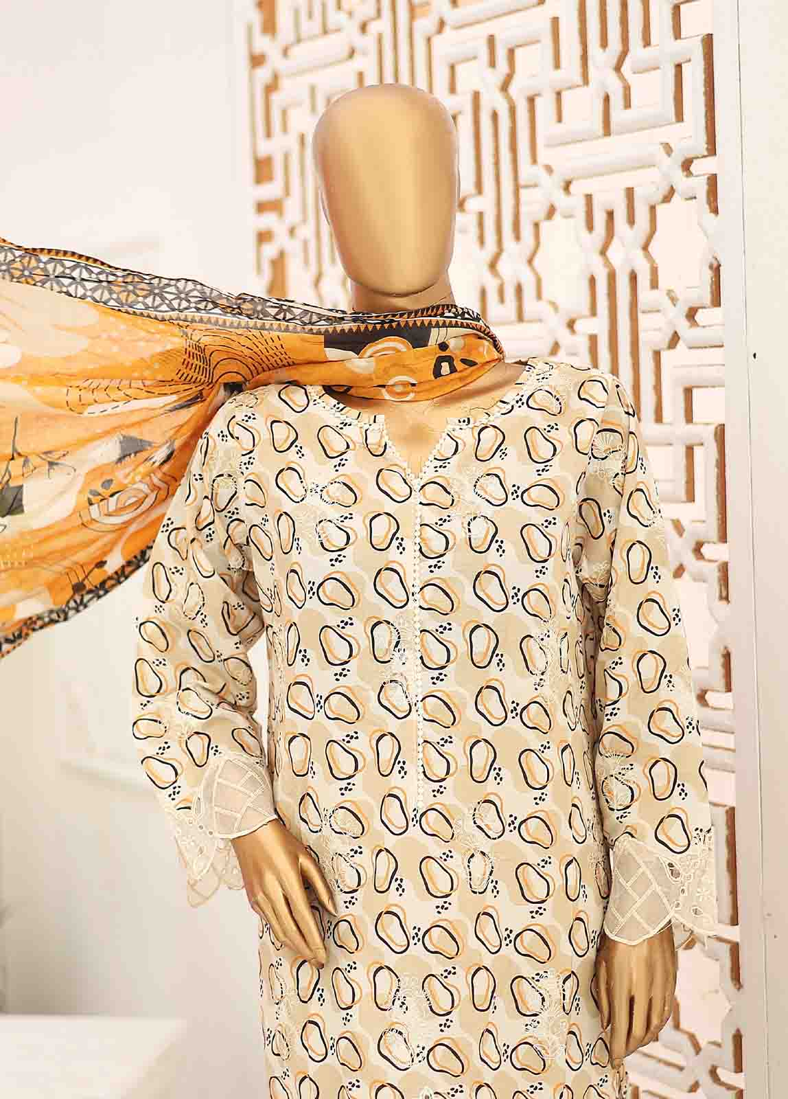 Bin Saeed Fabric - SEMB-0200- 3 Piece Cotton Embroidered Suit