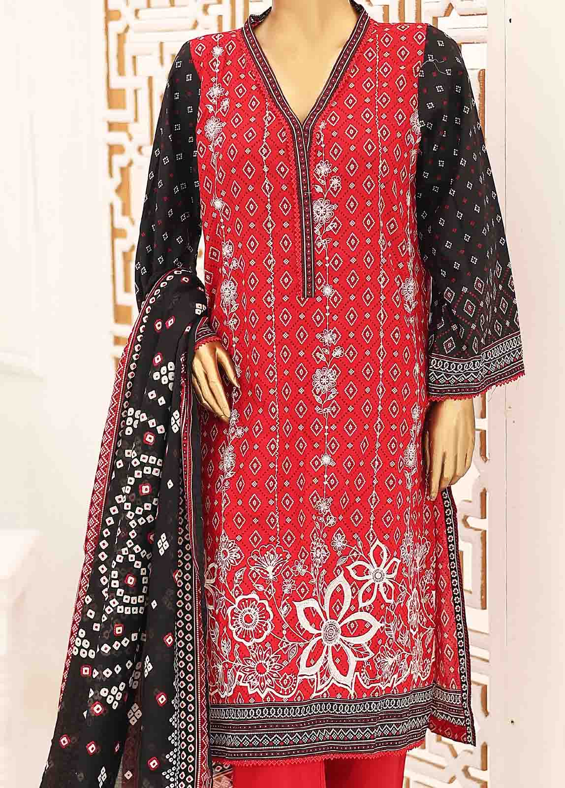 Bin Saeed Fabric - SEMB-033- 3 Piece Cotton Embroidered Suit