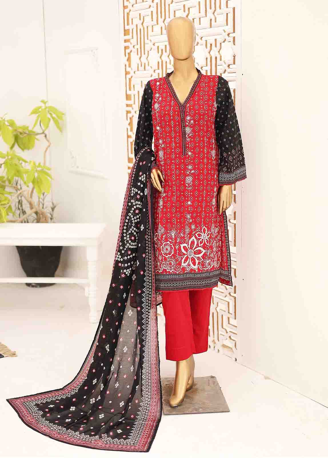 Bin Saeed Fabric - SEMB-033- 3 Piece Cotton Embroidered Suit