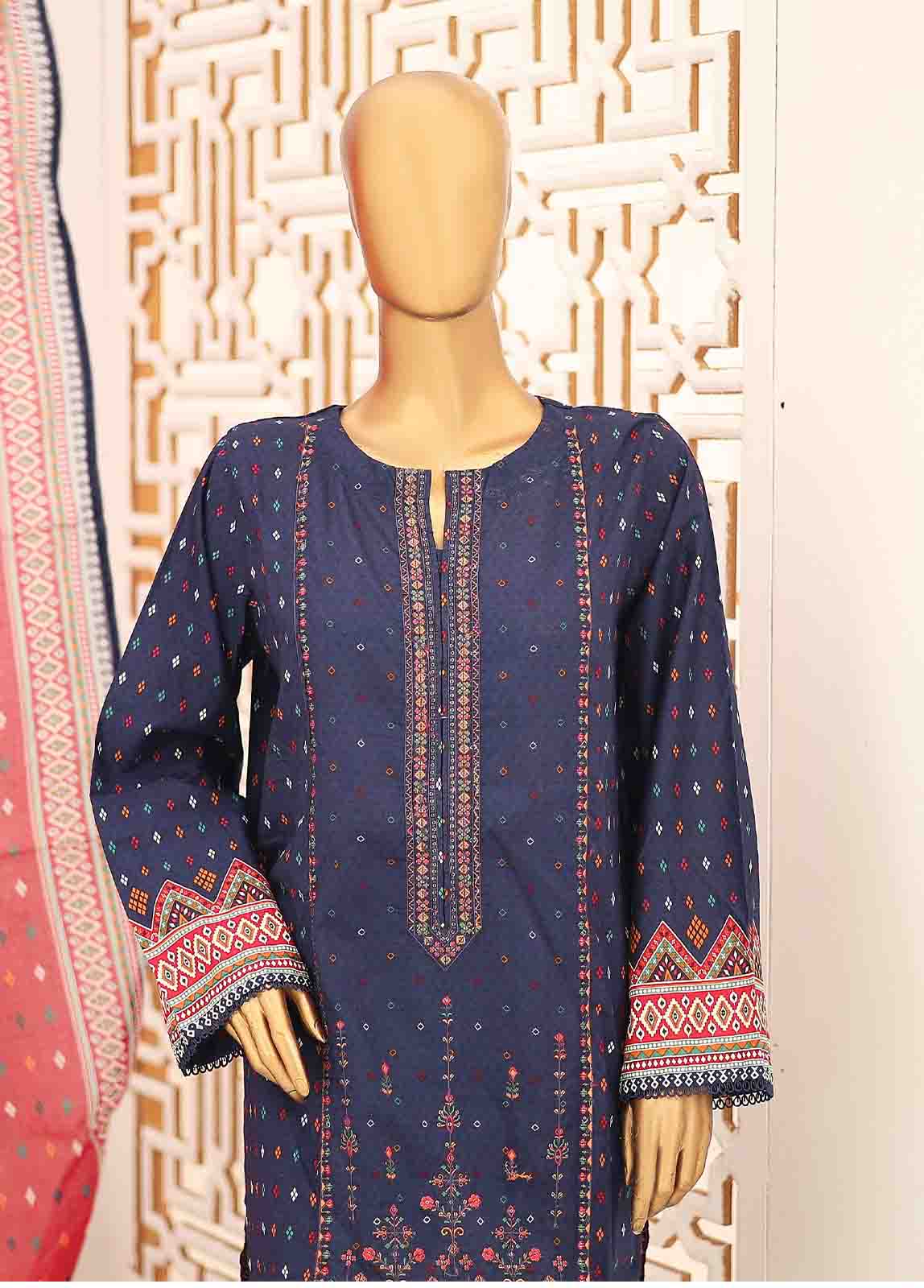 Bin Saeed Fabric - SEMB-038- 3 Piece Cotton Embroidered Suit