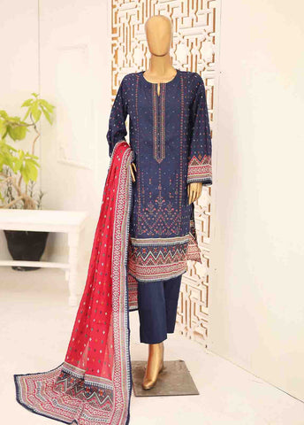 Bin Saeed Fabric - SEMB-038- 3 Piece Cotton Embroidered Suit