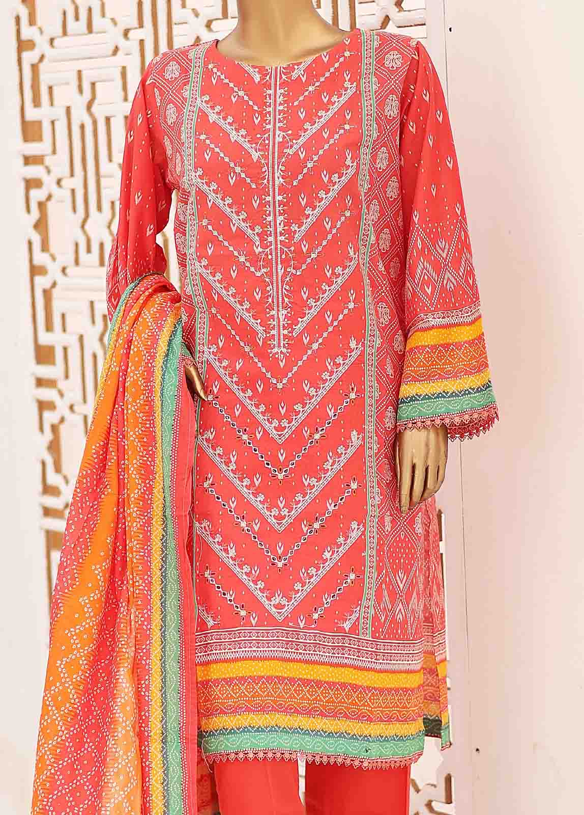 Bin Saeed Fabric - SEMB-040- 3 Piece Cotton Embroidered Suit