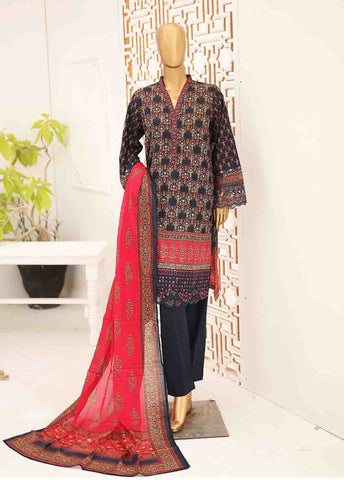 Bin Saeed Fabric - SEMB-042- 3 Piece Cotton Embroidered Suit