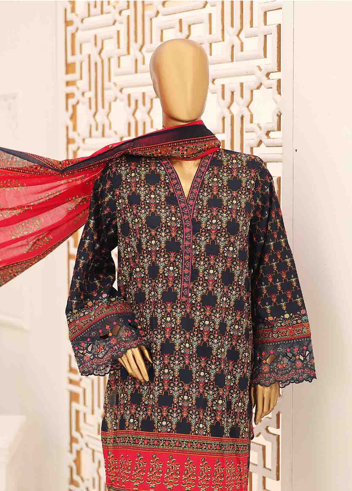 Bin Saeed Fabric - SEMB-042- 3 Piece Cotton Embroidered Suit
