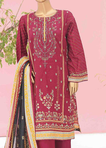 Bin Saeed Fabric - SEMB-045- 3 Piece Cotton Embroidered Suit
