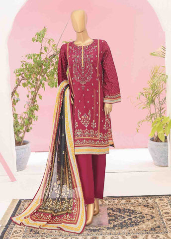 Bin Saeed Fabric - SEMB-045- 3 Piece Cotton Embroidered Suit