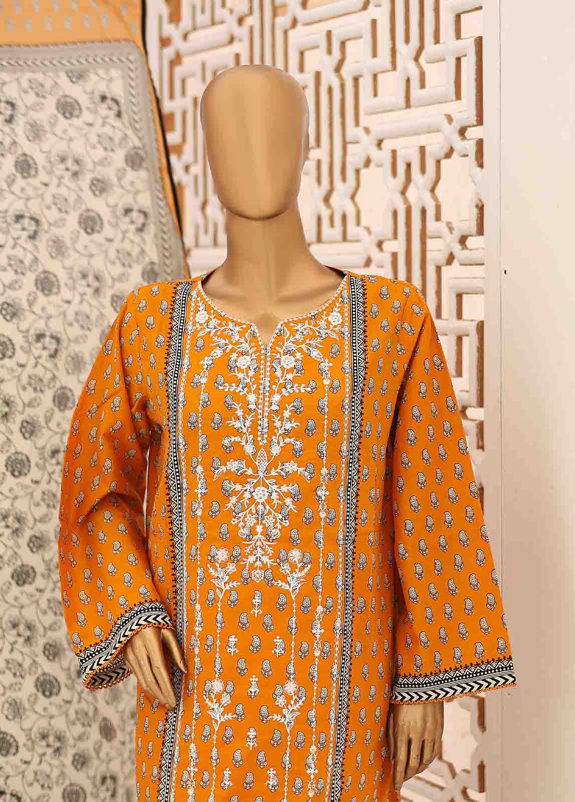 Bin Saeed Fabric - SEMB-047- 3 Piece Cotton Embroidered Suit