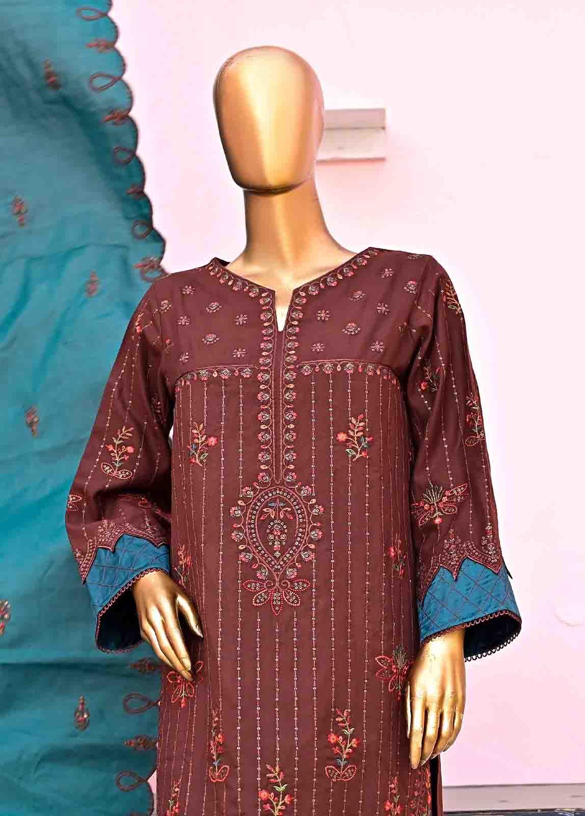 Bin Saeed Fabric - SFB-002-3 Piece Linen Embroidered collection