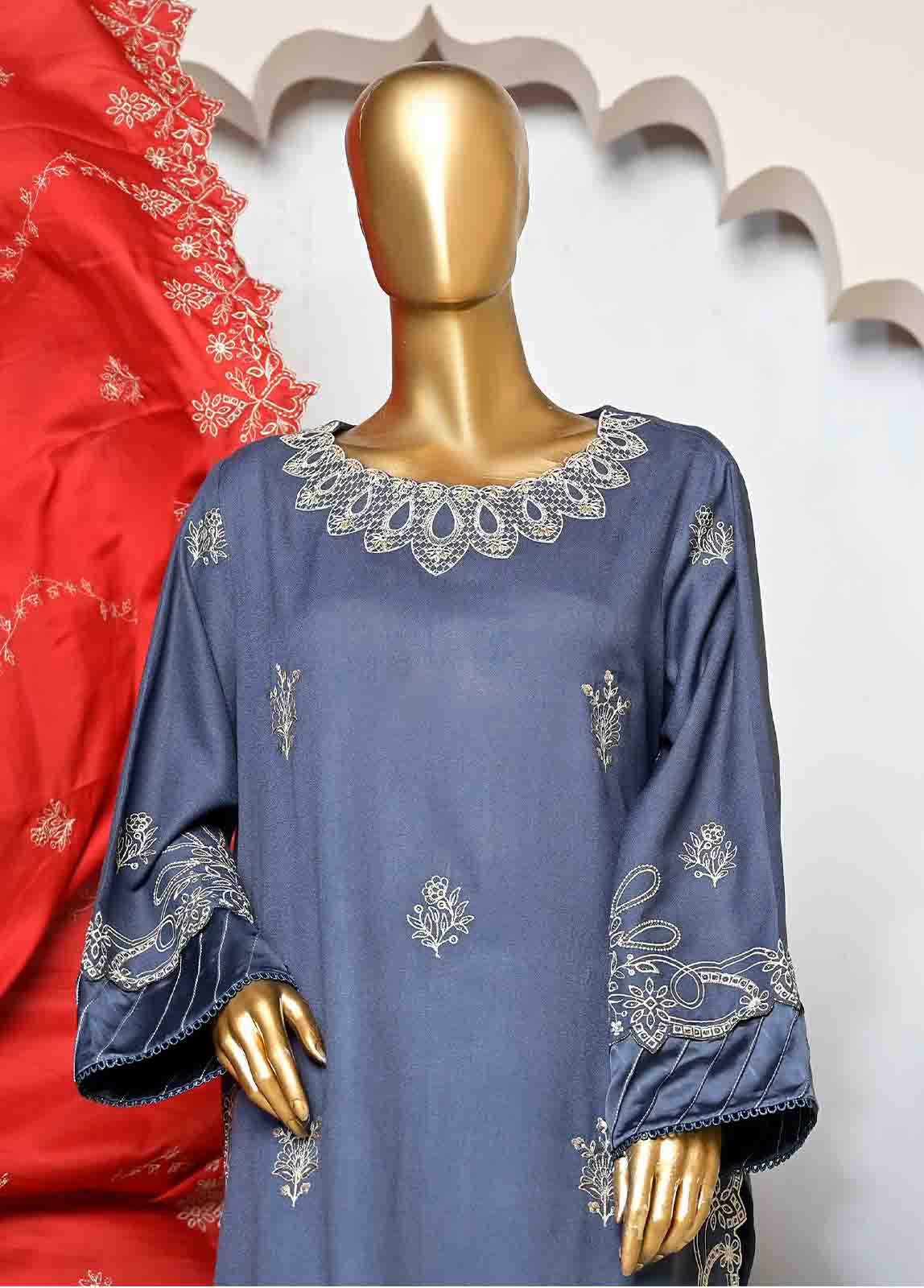 Bin Saeed Fabric - SFB-004-3 Piece Linen Embroidered collection