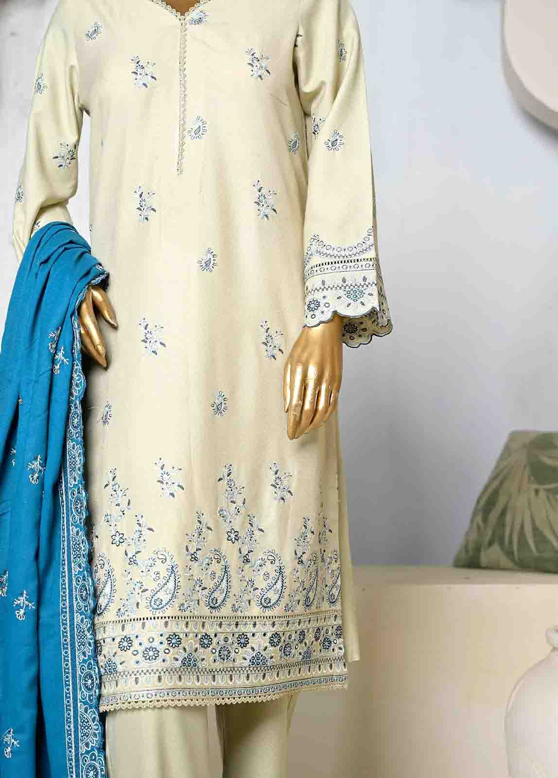 Bin Saeed Fabric - SFB-005-3 Piece Linen Embroidered collection
