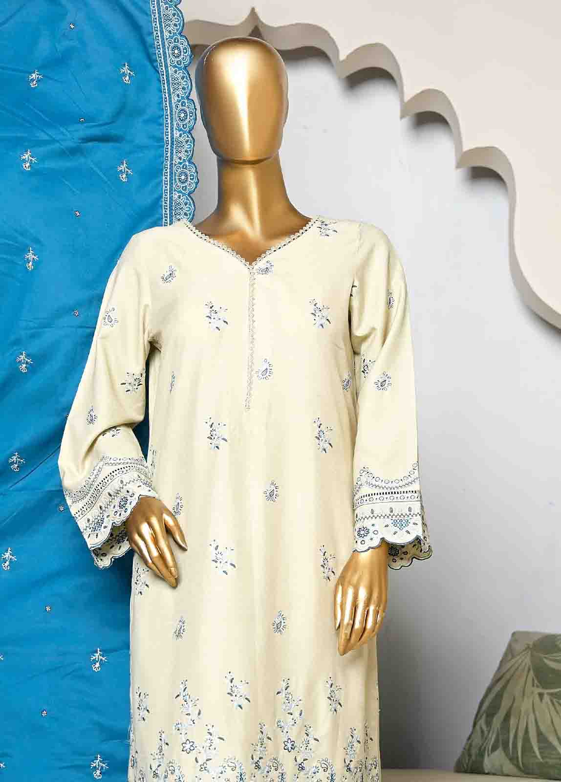 Bin Saeed Fabric - SFB-005-3 Piece Linen Embroidered collection