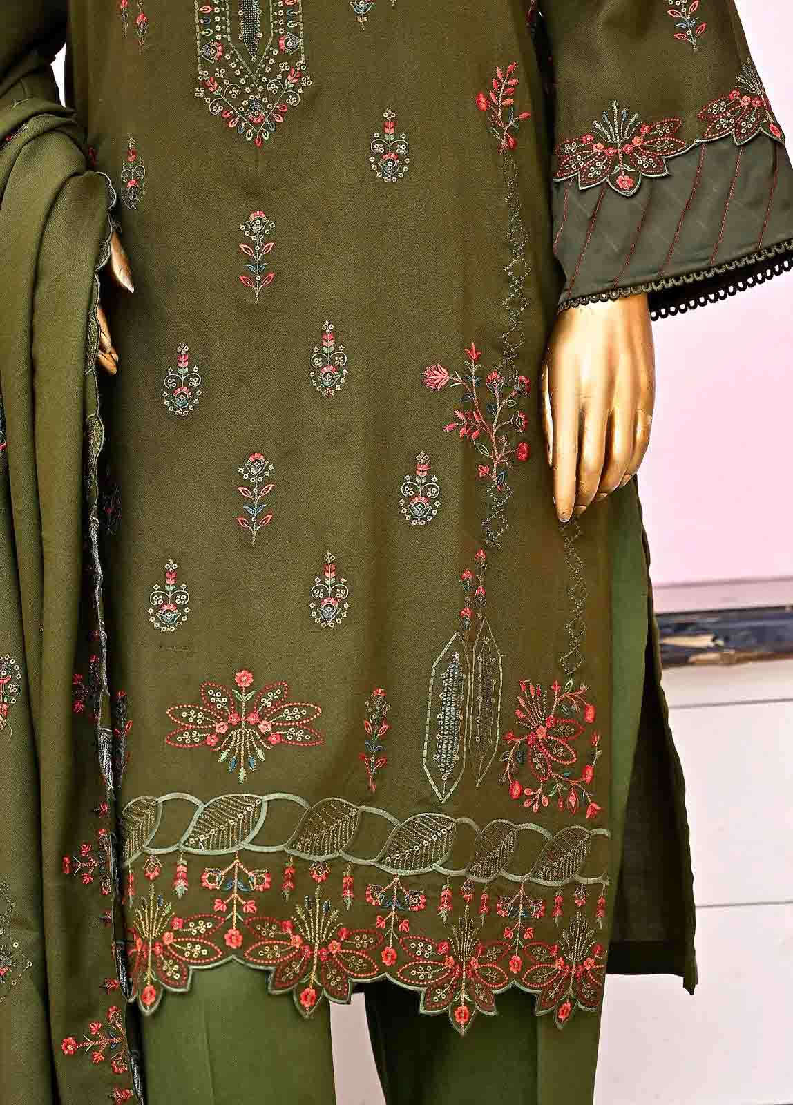 Bin Saeed Fabric - SFB-011-3 Piece Linen Embroidered collection