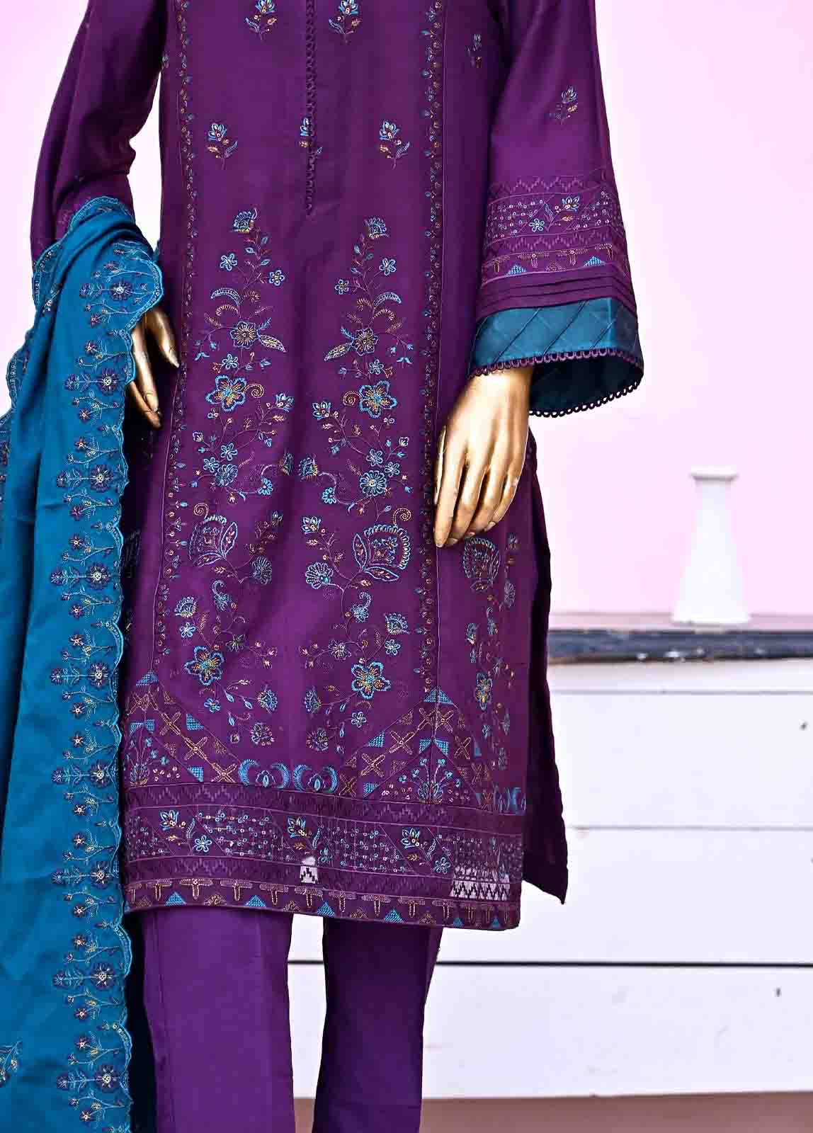 Bin Saeed Fabric - SFB-015-3 Piece Linen Embroidered Parinaz collection