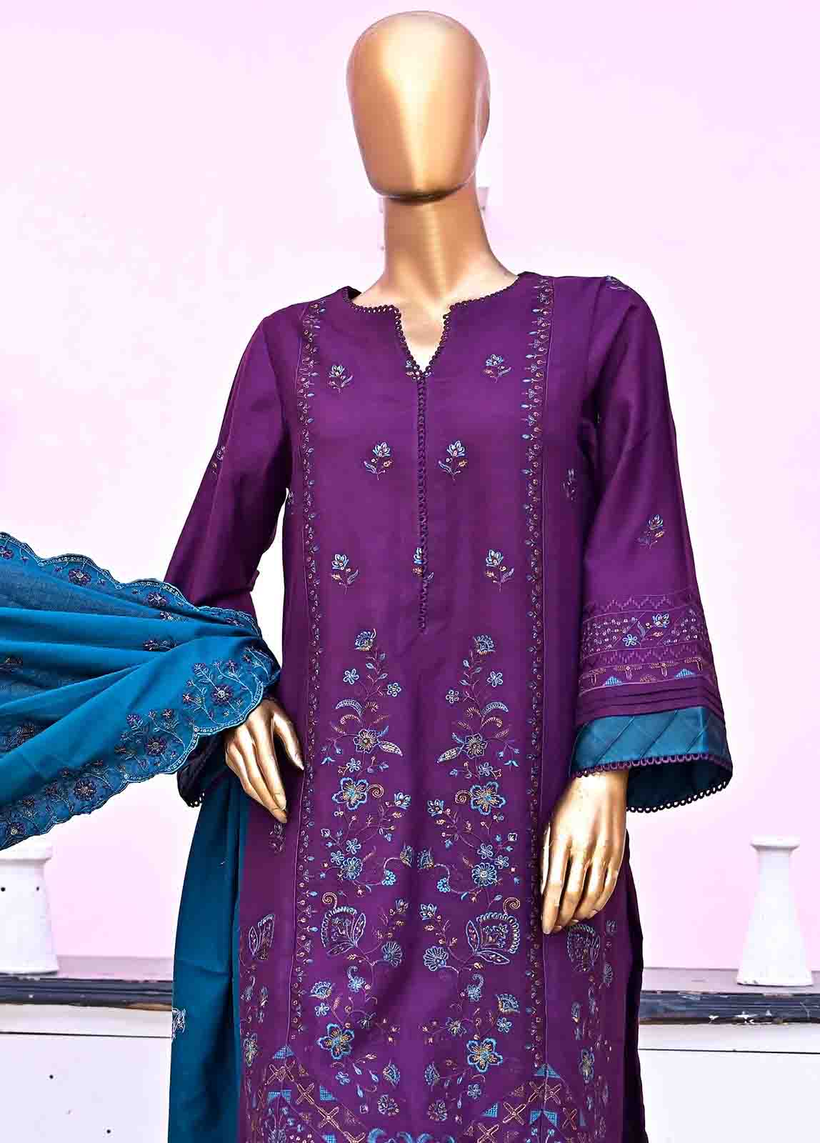 Bin Saeed Fabric - SFB-015-3 Piece Linen Embroidered Parinaz collection