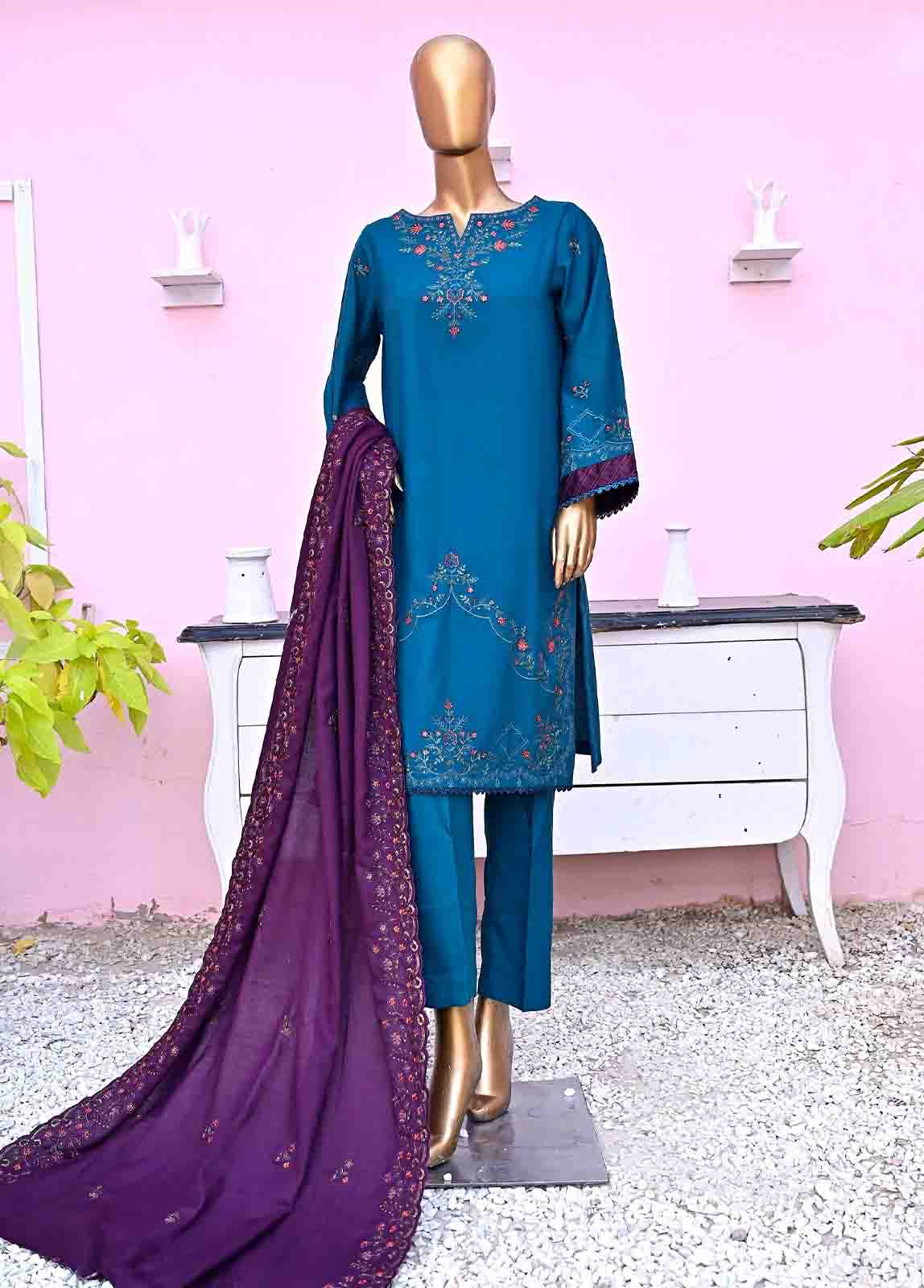 Bin Saeed Fabric - SFB-016-3 Piece Linen Embroidered collection