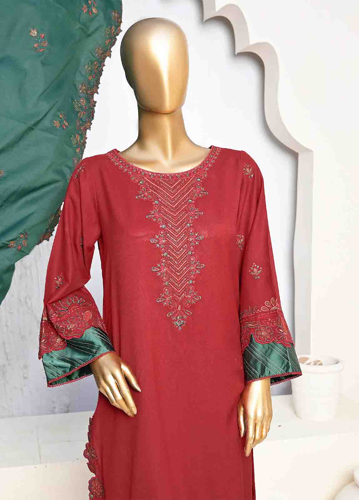 Bin Saeed Fabric - SFB-018-3 Piece Linen Embroidered collection