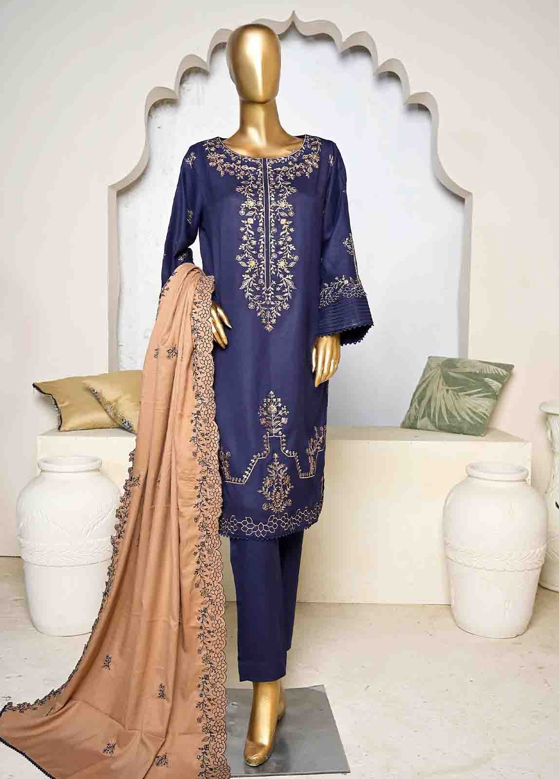 Bin Saeed Fabric - SFB-020-3 Piece Linen Embroidered collection