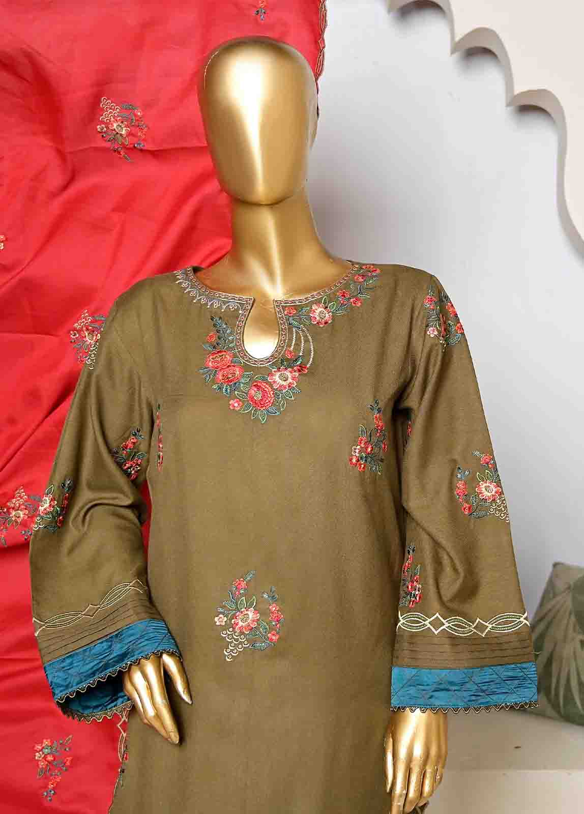 Bin Saeed Fabric - SFB-022-3 Piece Linen Embroidered collection