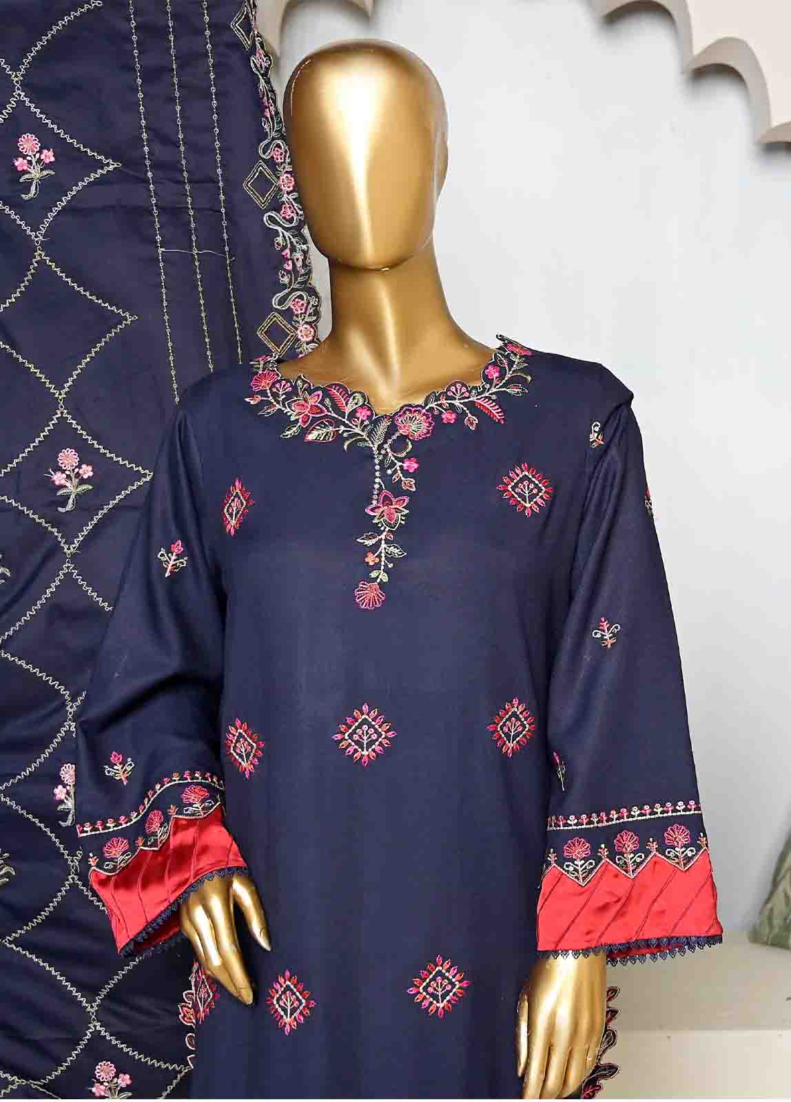 Bin Saeed Fabric - SFB-023-3 Piece Linen Embroidered collection