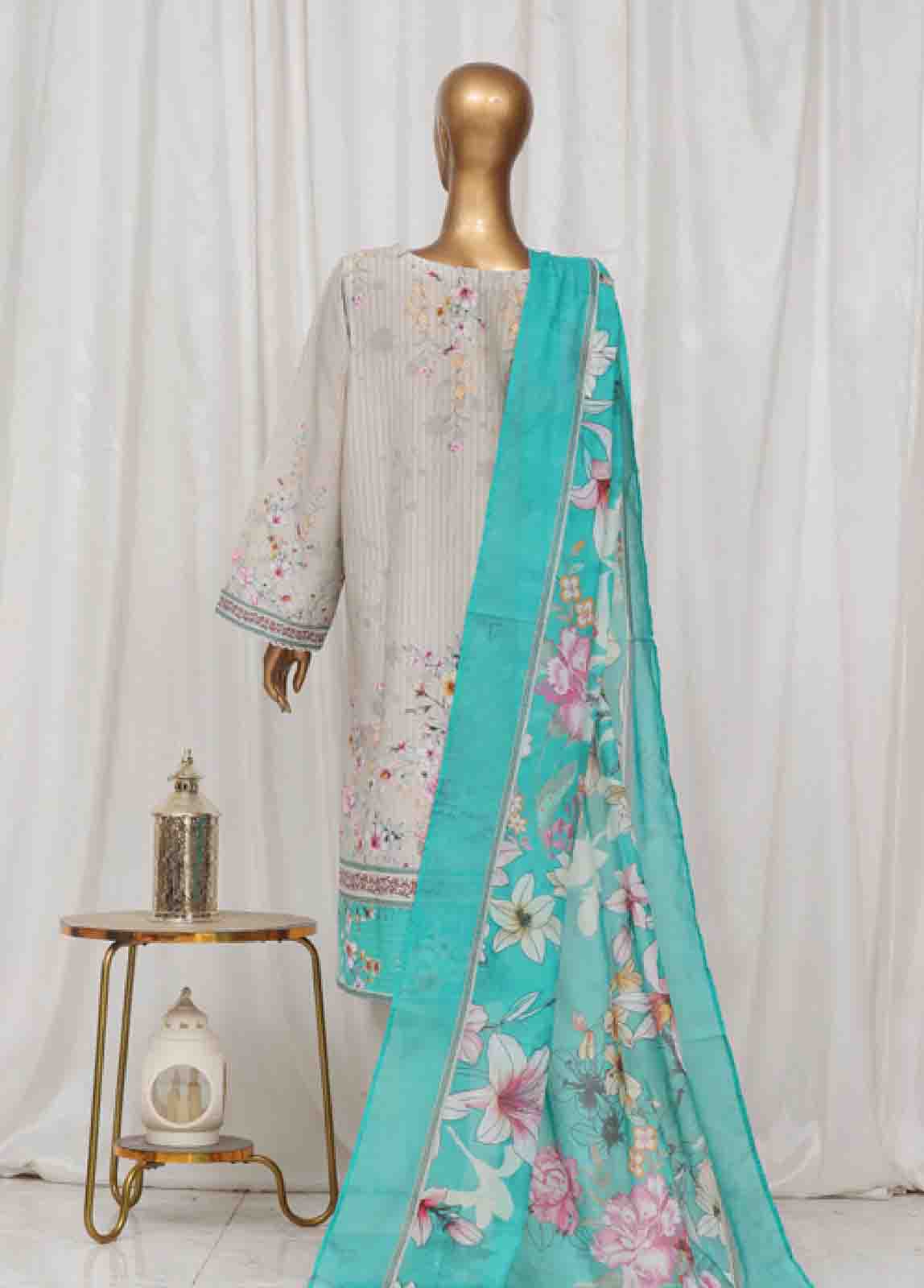 Bin Saeed Fabric - SM-001- 3 Piece Printed Stitched Suit
