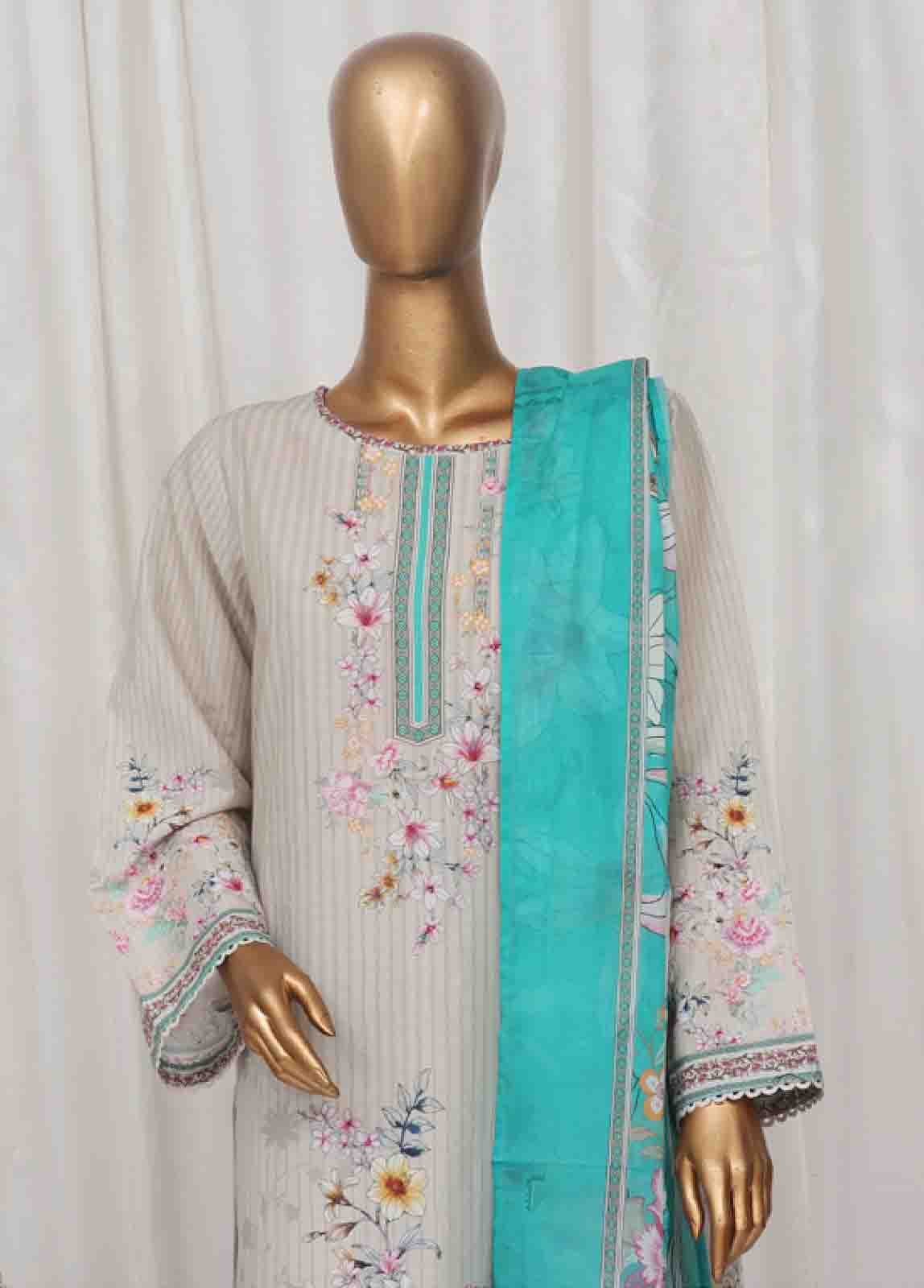 Bin Saeed Fabric - SM-001- 3 Piece Printed Stitched Suit