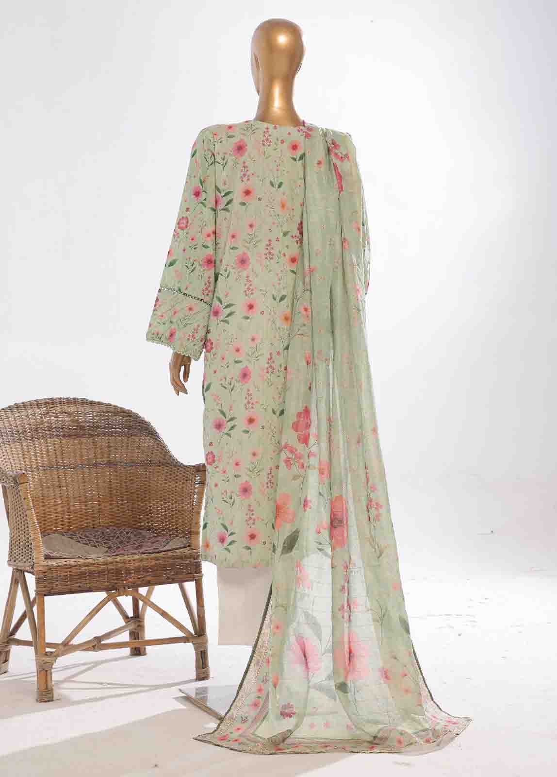 Bin Saeed Fabric - SM-0101- 3 Piece Printed Stitched Suit
