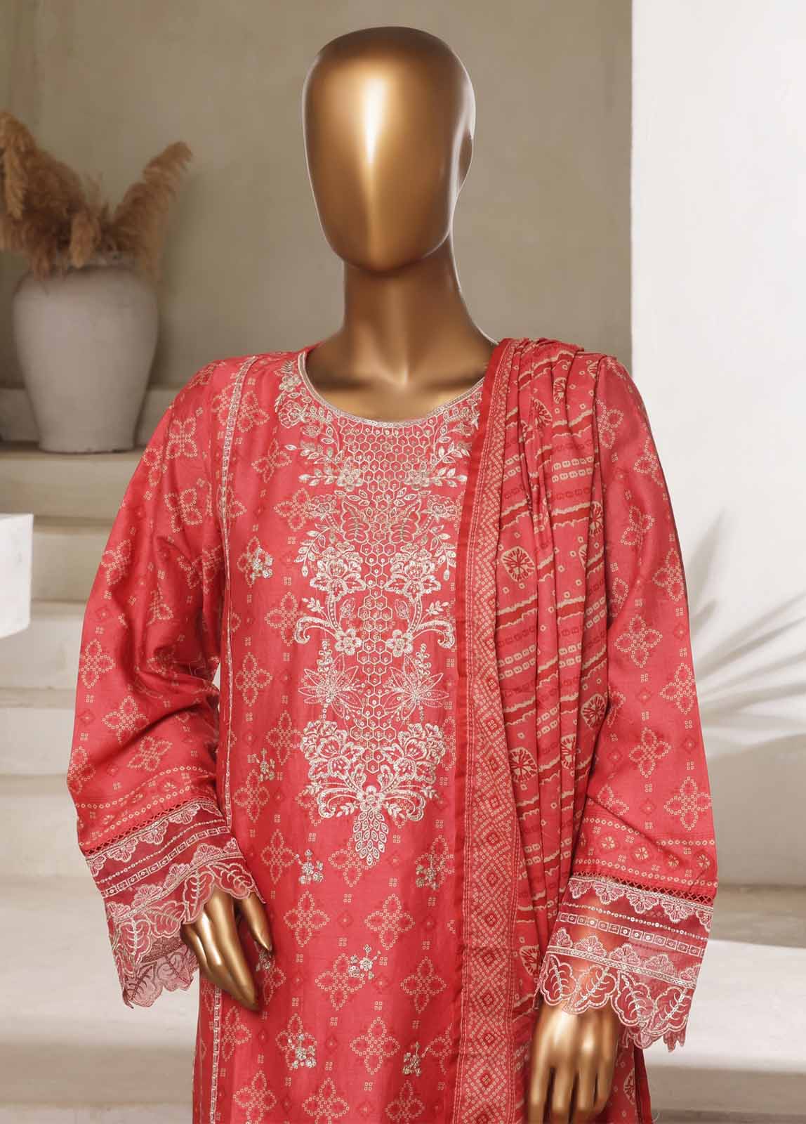 Bin Saeed Fabric - SM-0107-EMBC-3 Piece Chikankari Stitched Suit
