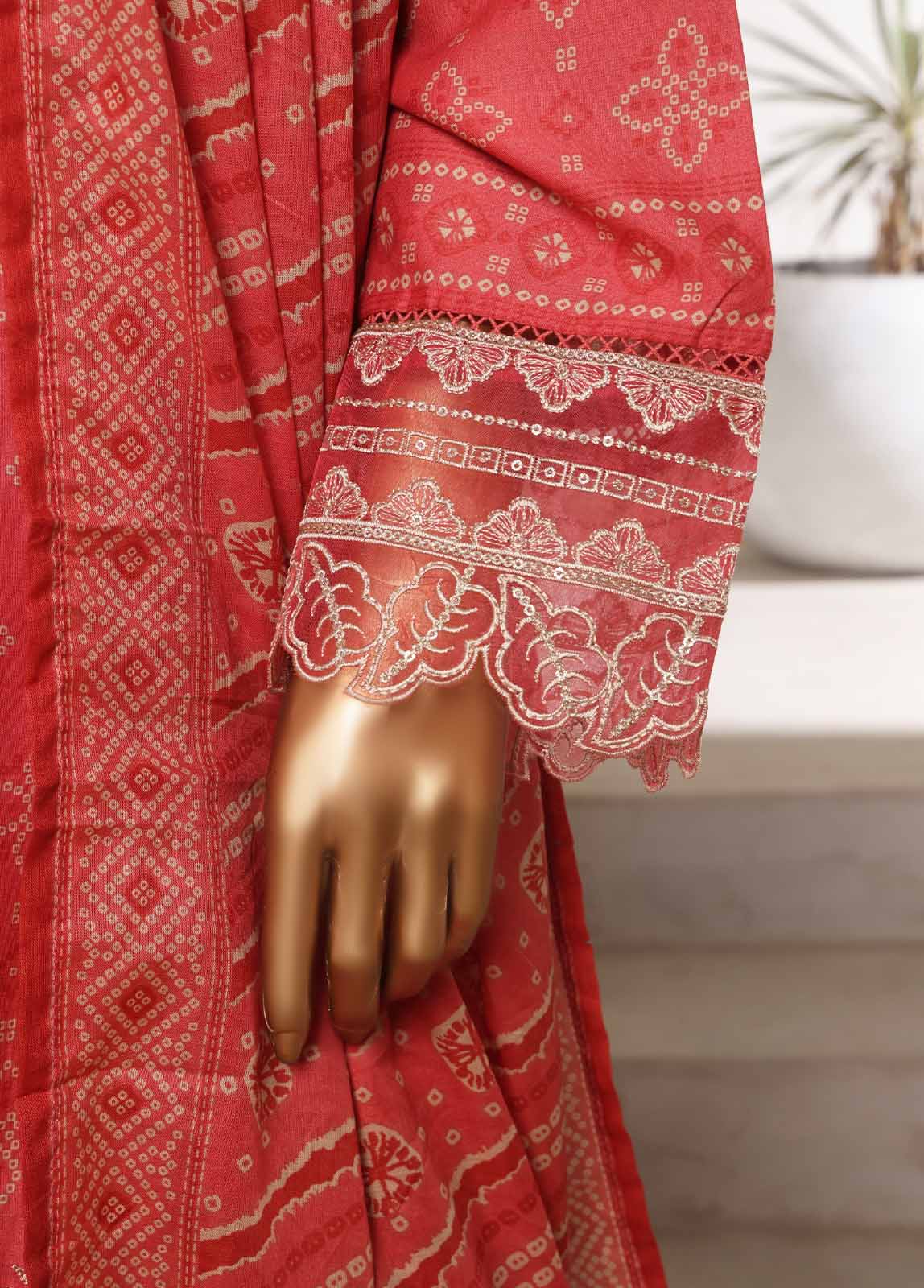 Bin Saeed Fabric - SM-0107-EMBC-3 Piece Chikankari Stitched Suit