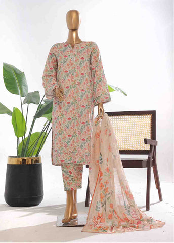 Bin Saeed Fabric - SM-0107- 3 Piece Printed Stitched Suit