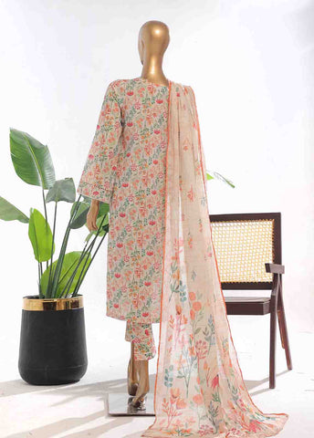 Bin Saeed Fabric - SM-0107- 3 Piece Printed Stitched Suit