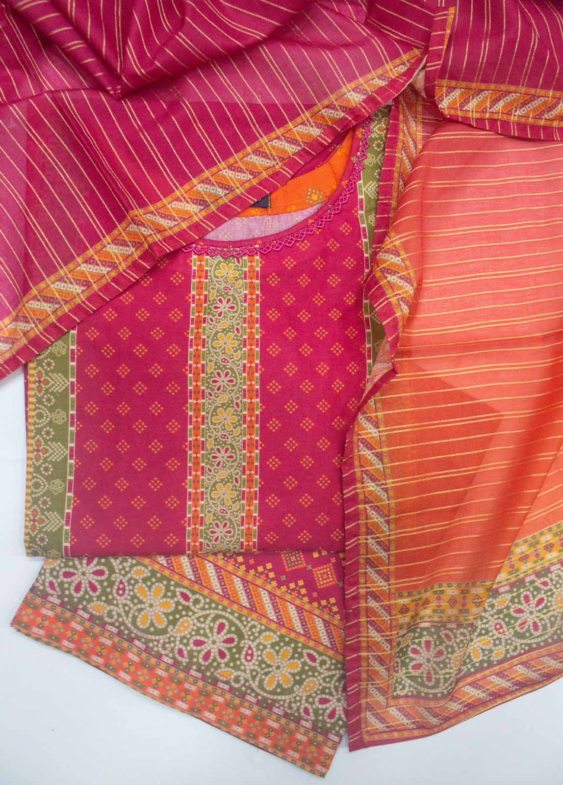 Bin Saeed Fabric - SM-0110-PR- 3 Piece Printed Stitched Suit