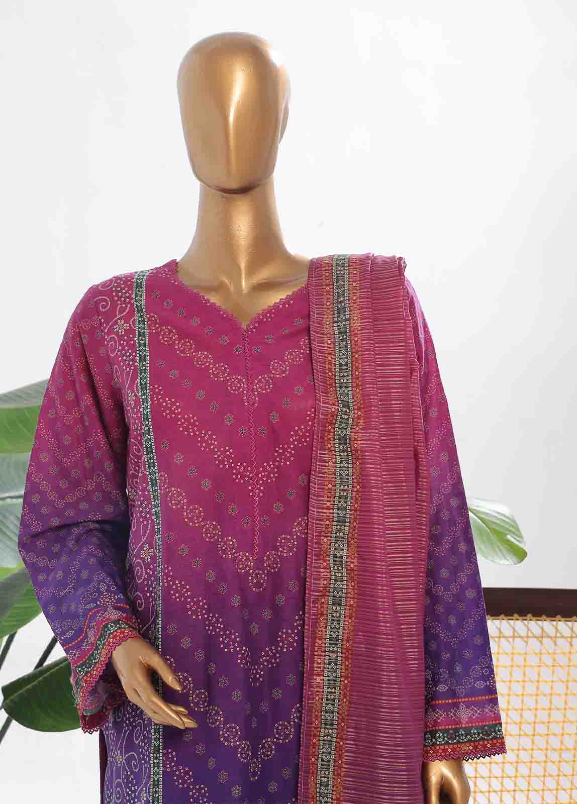 Bin Saeed Fabric - SM-0121- 3 Piece Printed Stitched Suit