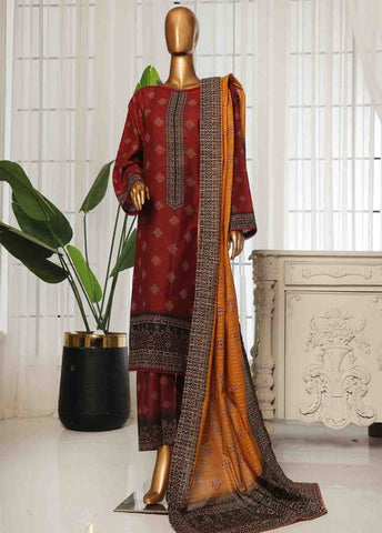 Bin Saeed Fabric - SM-0127- 3 Piece Printed Stitched Suit