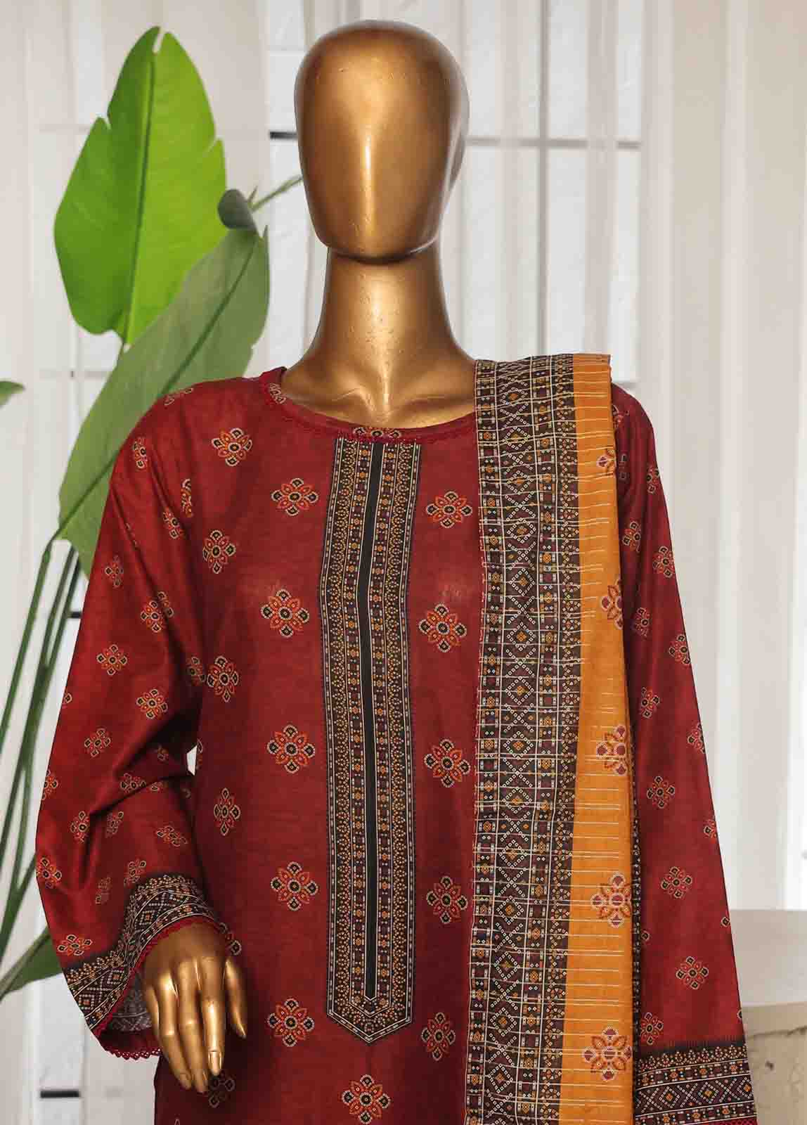 Bin Saeed Fabric - SM-0127- 3 Piece Printed Stitched Suit