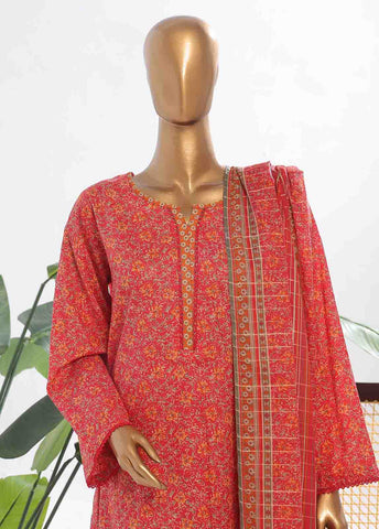 Bin Saeed Fabric - SM-0135- 3 Piece Printed Stitched Suit