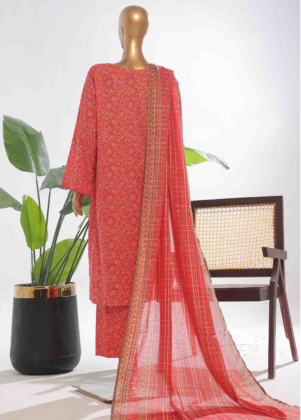 Bin Saeed Fabric - SM-0135- 3 Piece Printed Stitched Suit