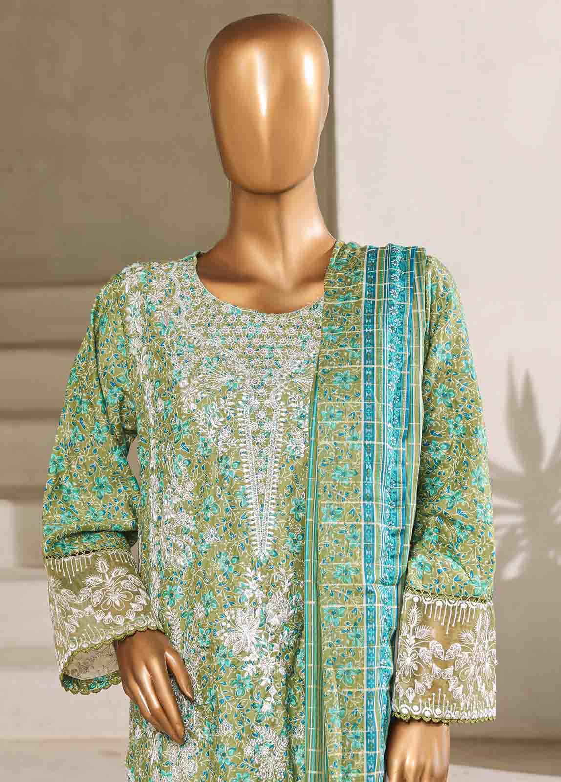 Bin Saeed Fabric - SM-0136-EMB- 3 Piece Embroidered Stitched Suit