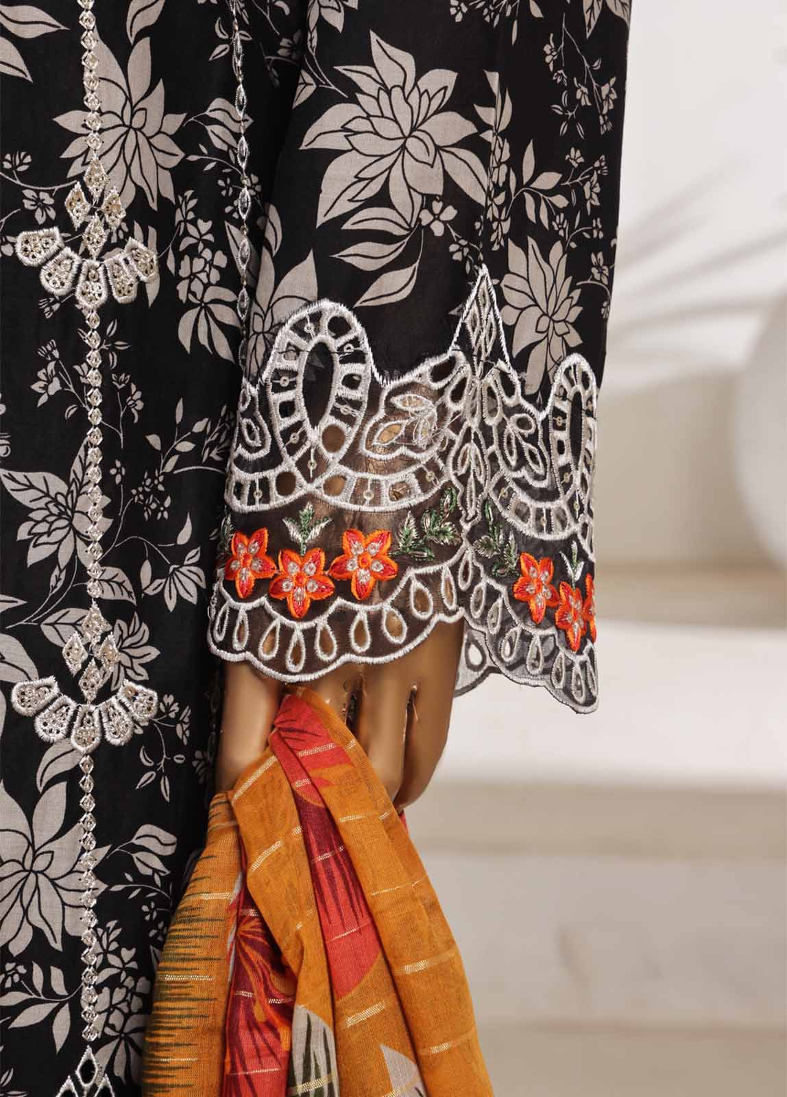 Bin Saeed Fabric - SM-0137-EMBC-3 Piece Chikankari Stitched Suit